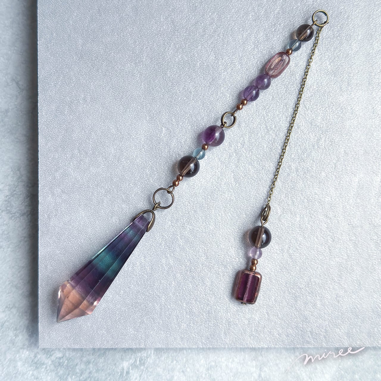 本音がすっと見えてくるペンデュラム【フローライト×スモーキークォーツ】fluorite pendulum
