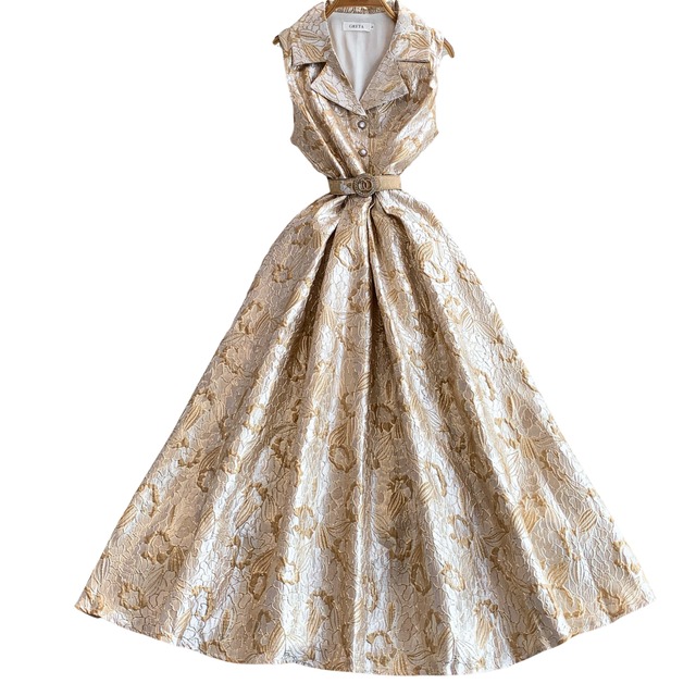 全2色 / ベルトデザインジャカードワンピース L2197