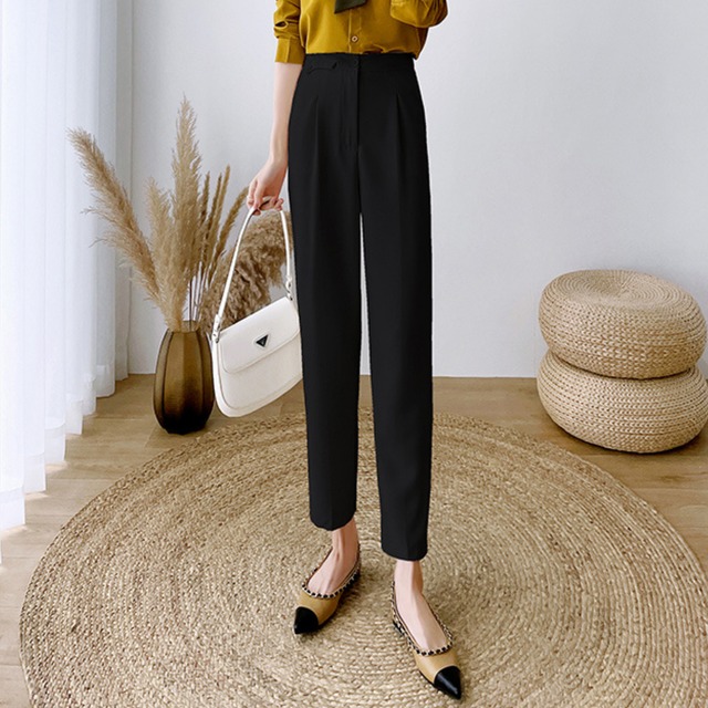 ハイウエストデザインセンタープレスストレートパンツ Me1108