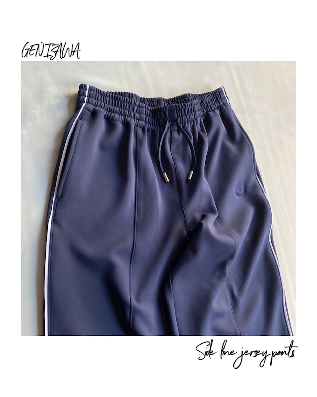 GEN IZAWA / Side line jersey pants "navy"