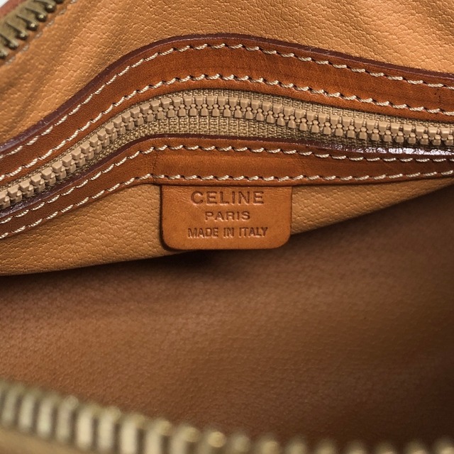 CELINE セリーヌ マカダム ハンドバッグ ブラウン ブラゾン型押し PVC ロールバッグ vintage ヴィンテージ オールド vph6bt