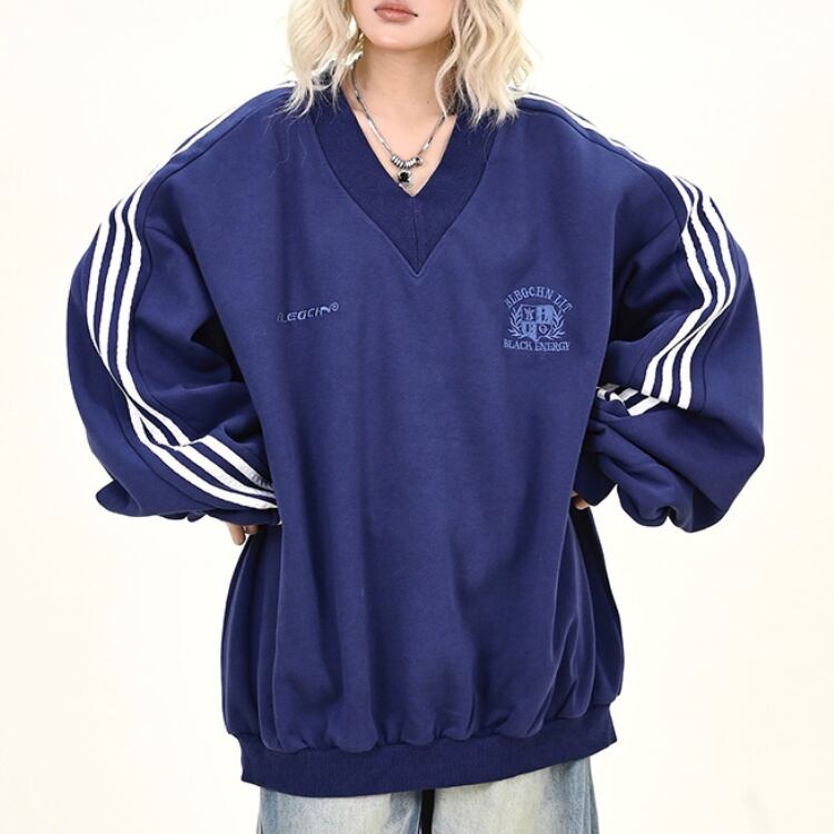 Vネック オーバーサイズ スウェット ◆2col L00346