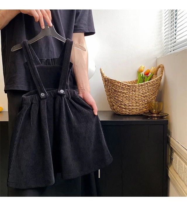 【取寄】frill corduroy black one-piece