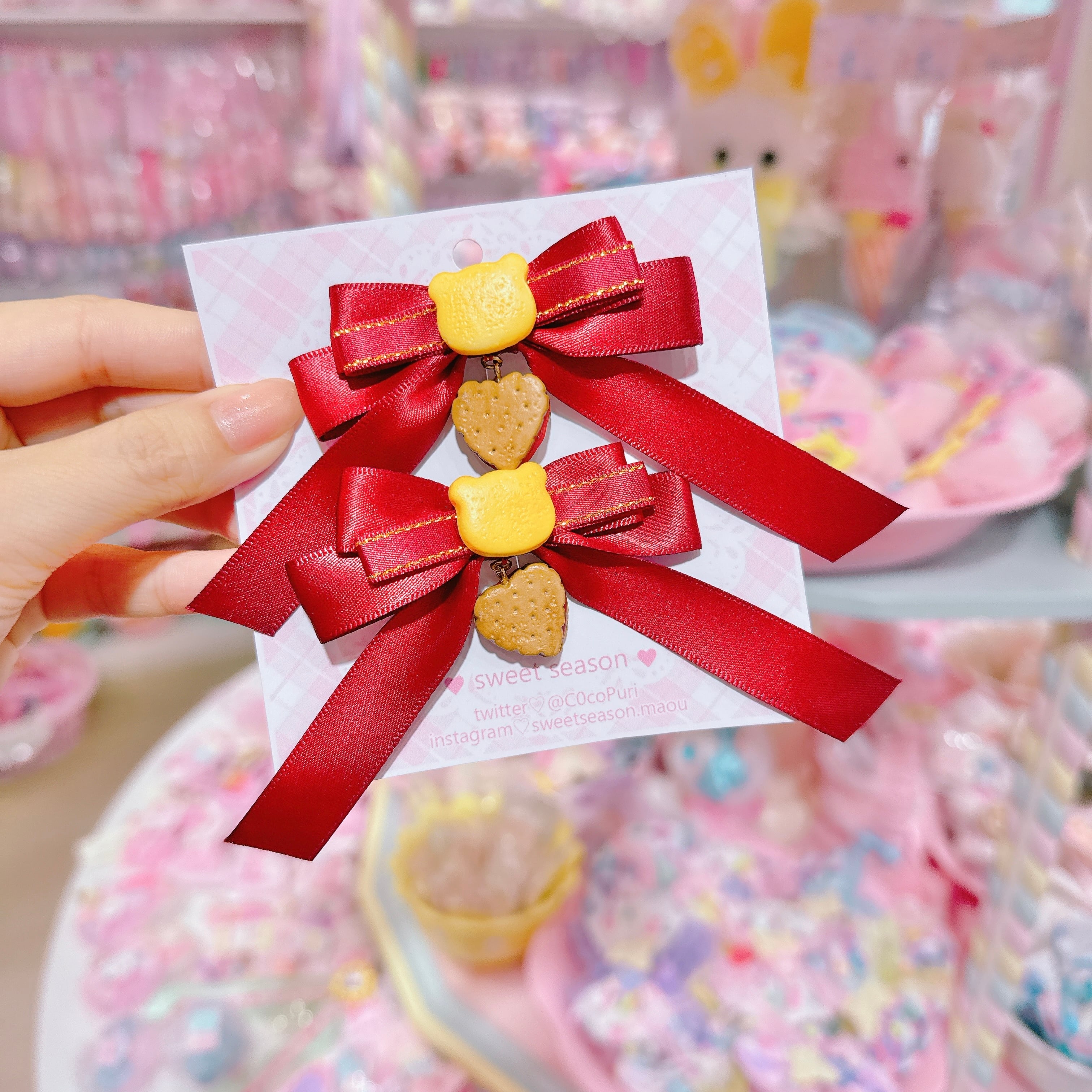 【C8】13-2みつあみリボンツインヘアクリップ