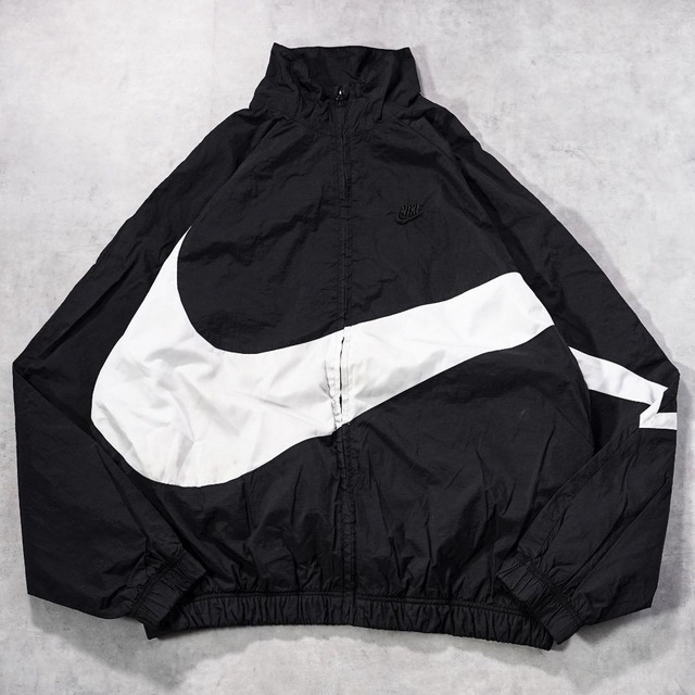 NIKE ナイキ ジャケット 古着 ビッグスウッシュ XL 黒 白 19636