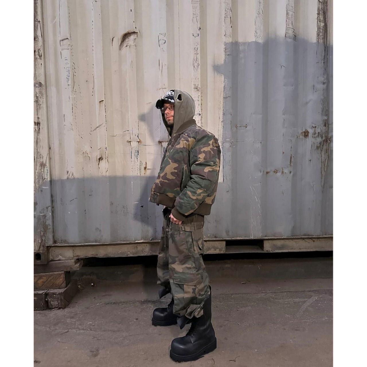 ストリート 3層パッチワーク迷彩カーゴパンツ P327