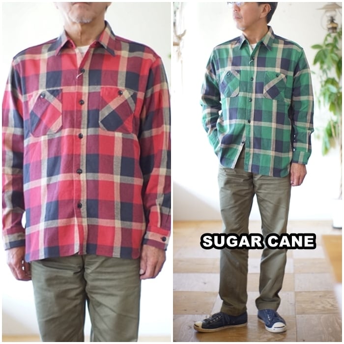 sugarcane シュガーケーン　ワークシャツ　ネルシャツ　29179 L