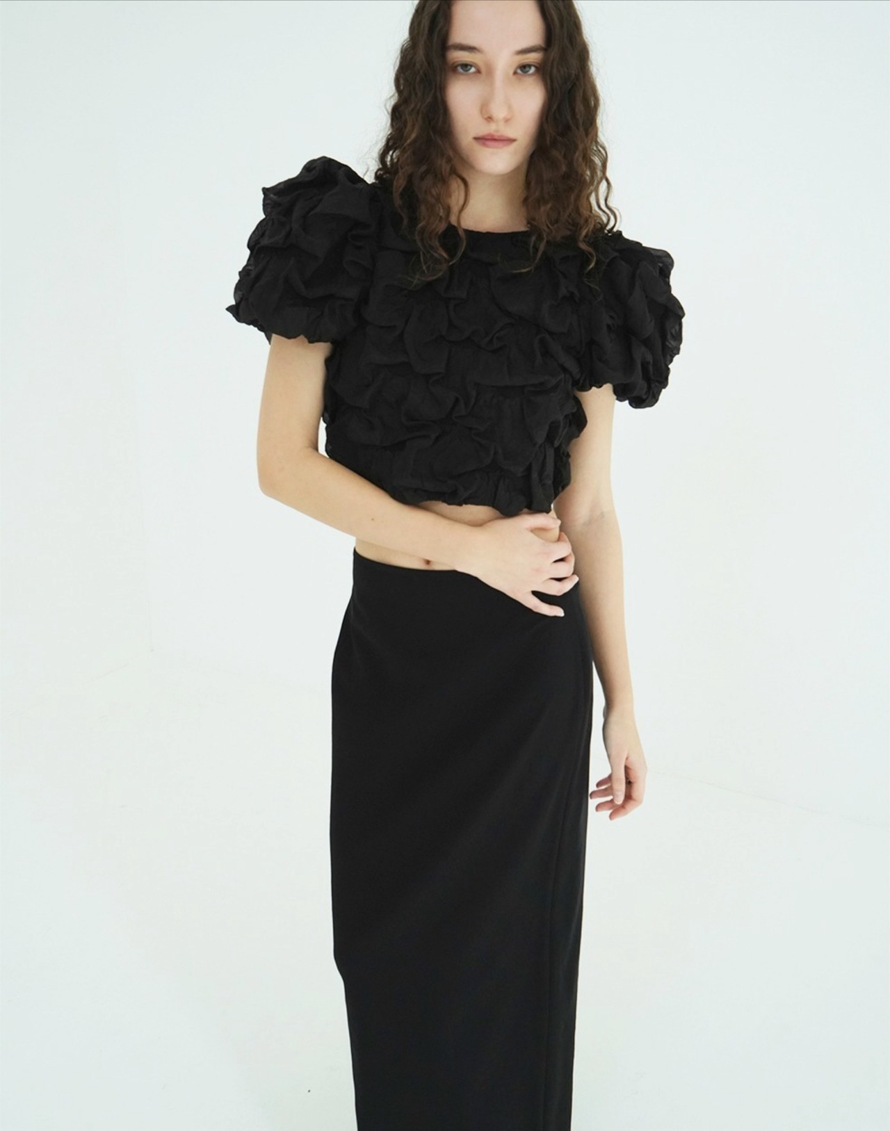 CLANE W FACE CLOUD PUFF SLEEVE TOPS 2色展開