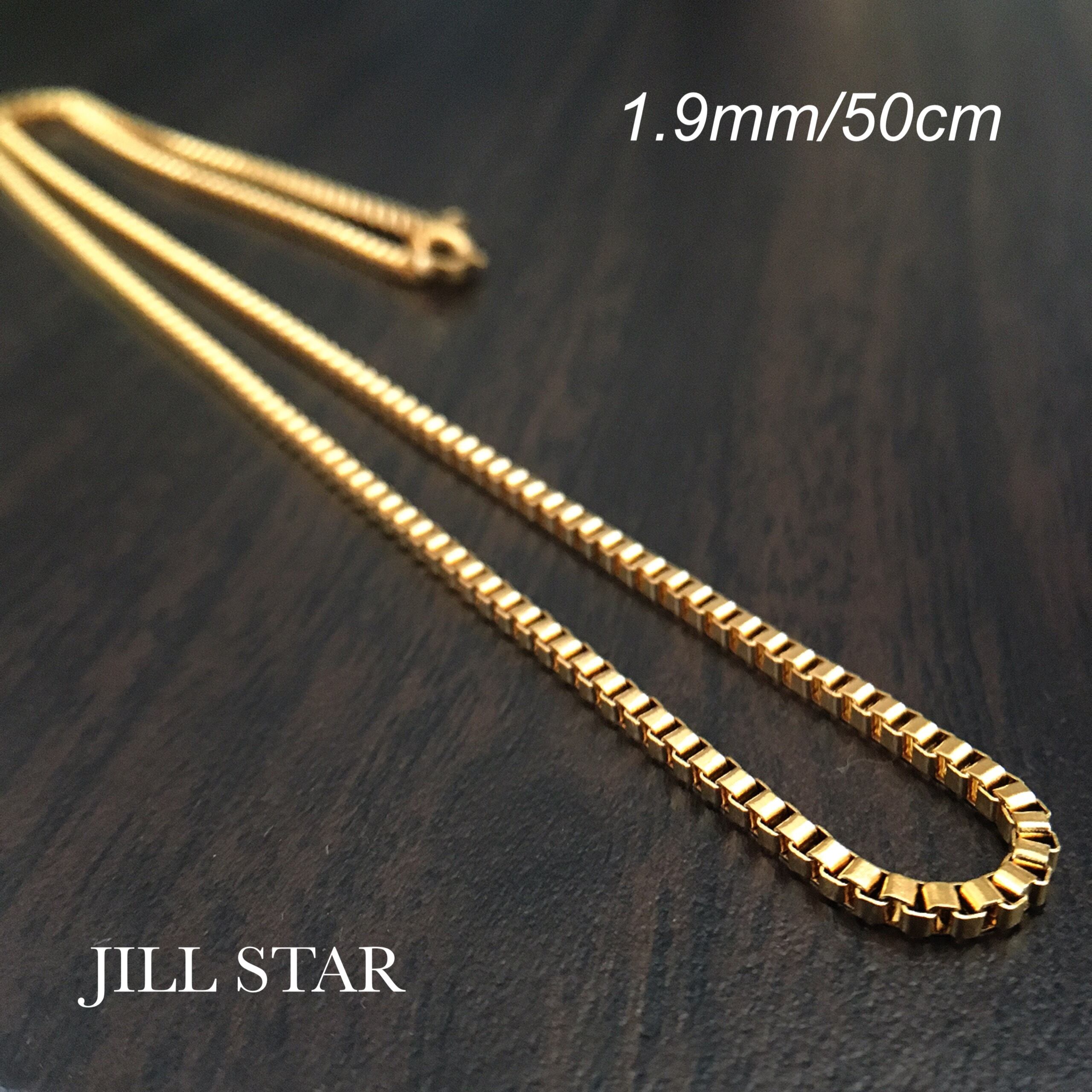 人気ステンレスベネチアンチェーンネックレス 1.9mm 50cmゴールド