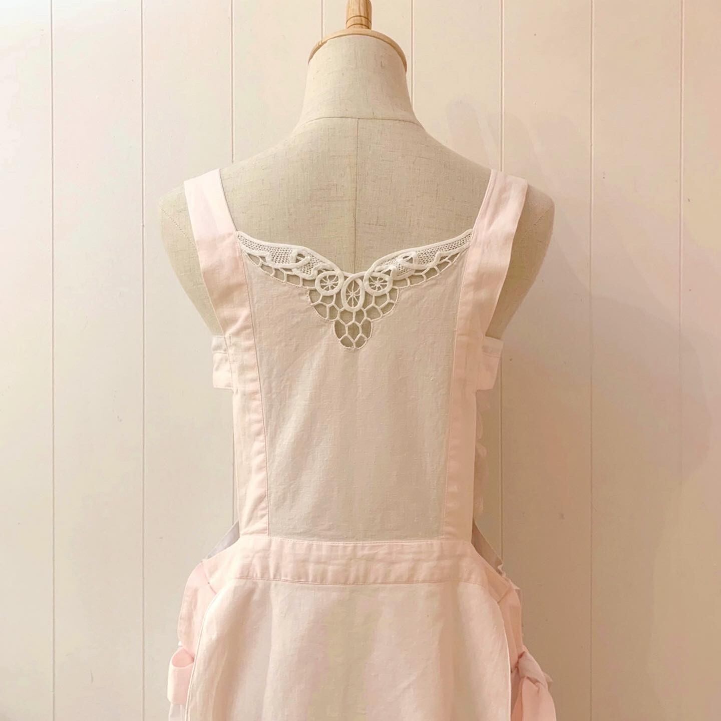 remake : sweet flower pink apron one-piece