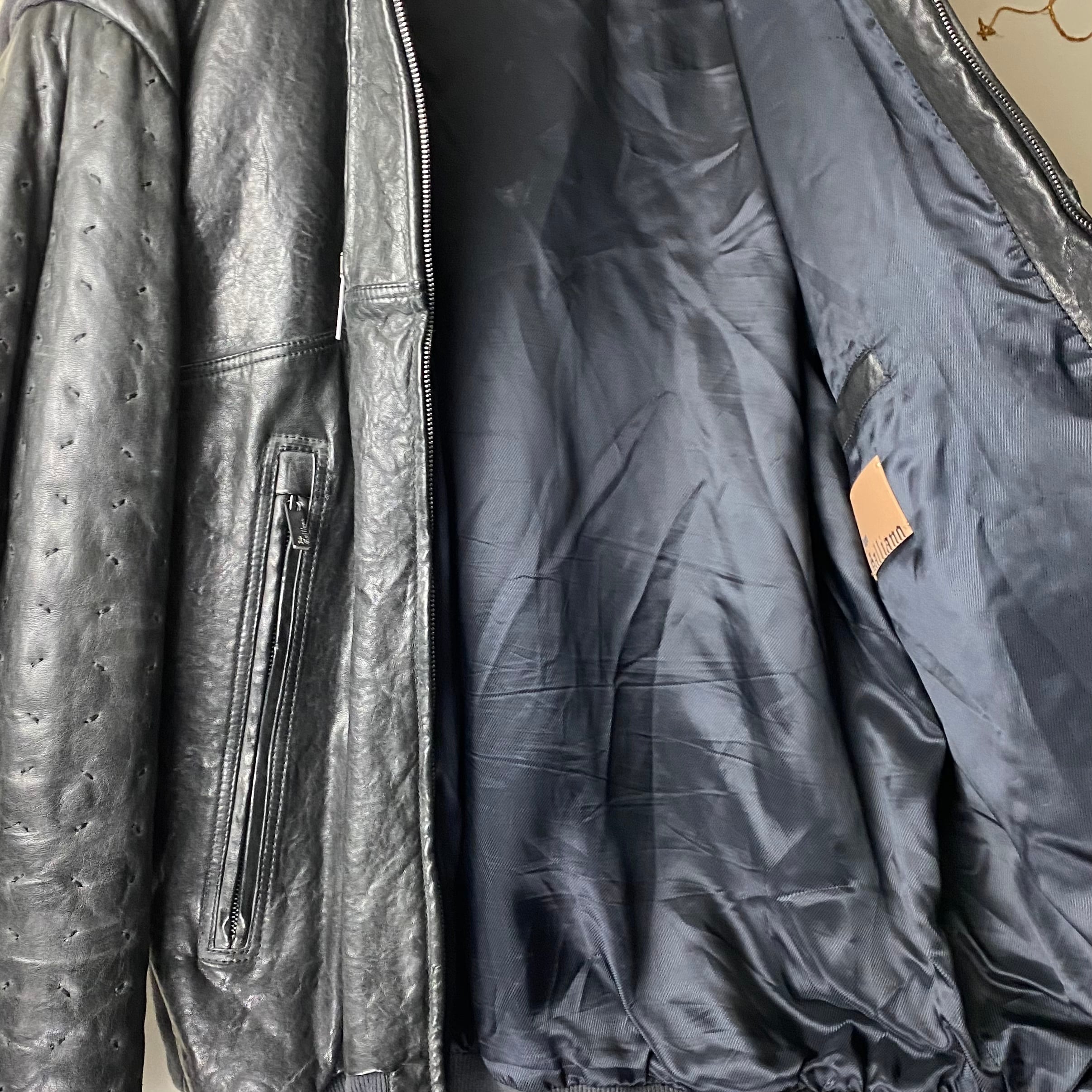 JOHN GALLIANO sweat switching leather blouson | NOIR ONLINE