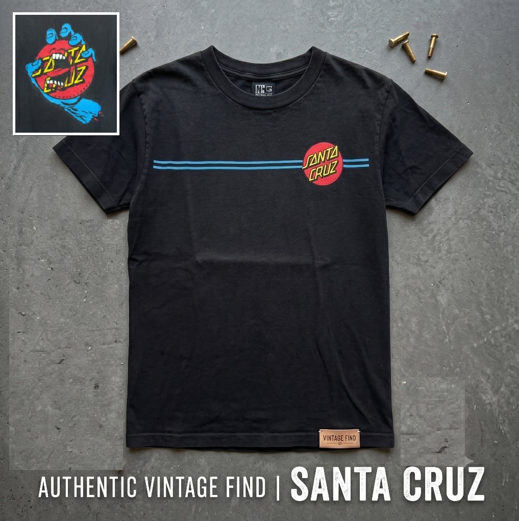 SANTA CRUZ Screaming Dot Hand Tee｜推定90s-00s｜NHSタグ｜フェード