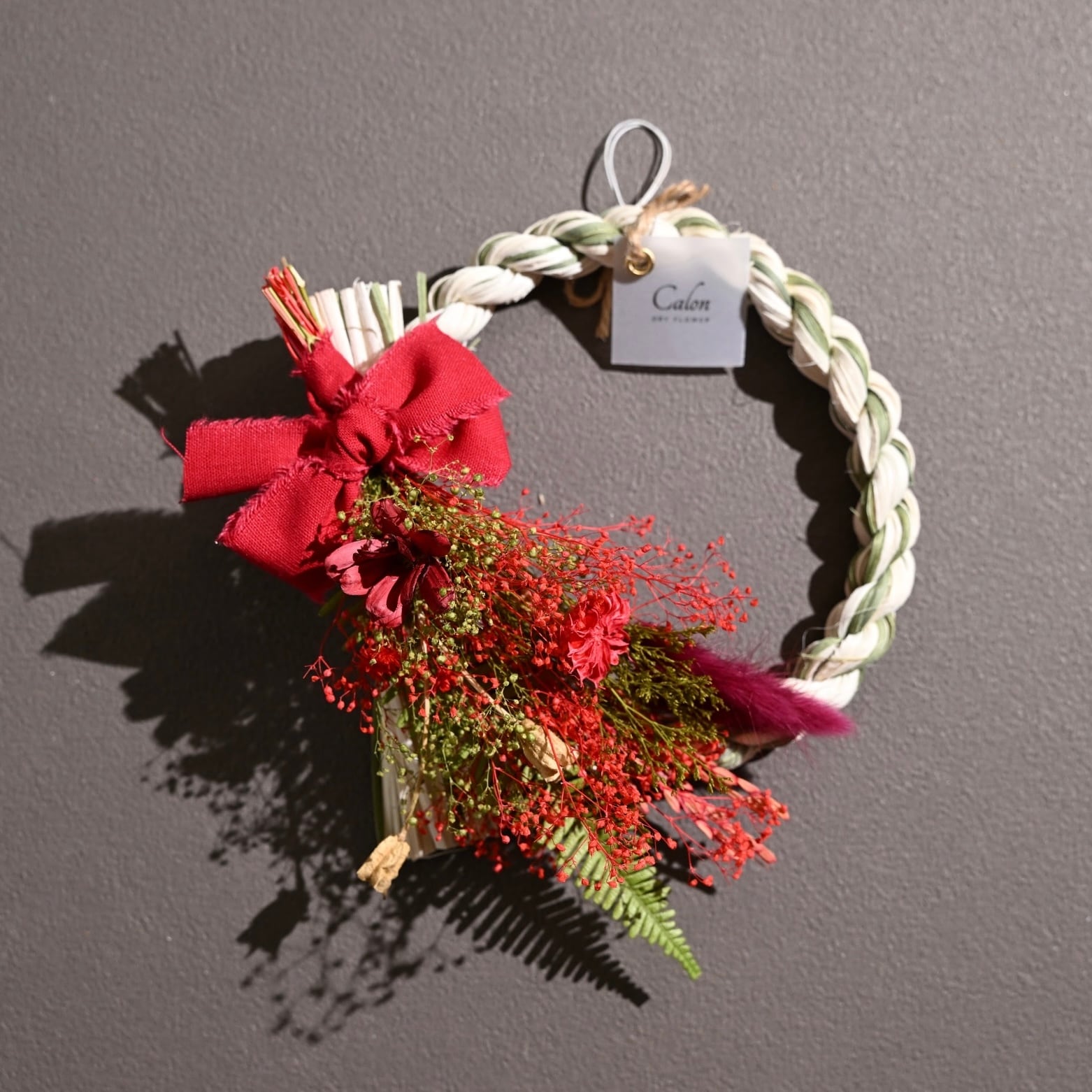 洋風ナチュラルしめ縄【レッドグリーン】Y-38 ≪限定1点≫