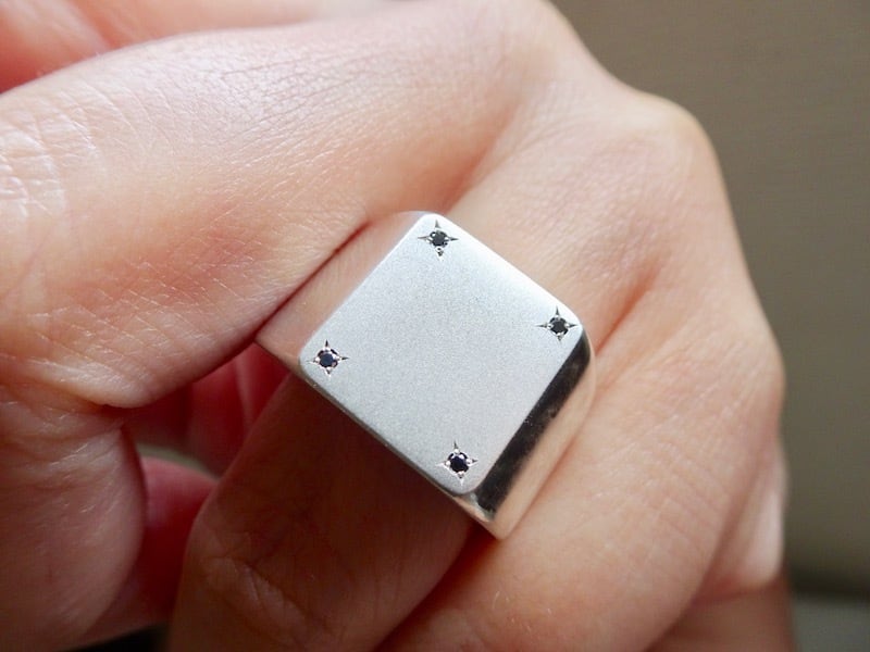 仁尾彫金『一つ星ダイヤ、幅5mm、厚み3mm平打ちバングル