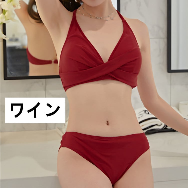 【rosymonster】セパレート水着 フリル付き 赤 swim 2024 rosymonster】セパレート水着 フリル付き 赤 swim 2024