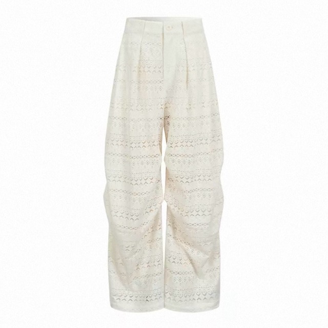 [OuttheBlue] Summer Lace Embroidered Pleated Pants