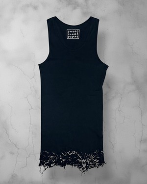 Royal Flash Distressed Hem Tank Top Black