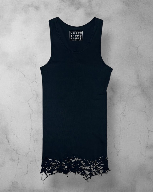 Royal Flash Distressed Hem Tank Top Black