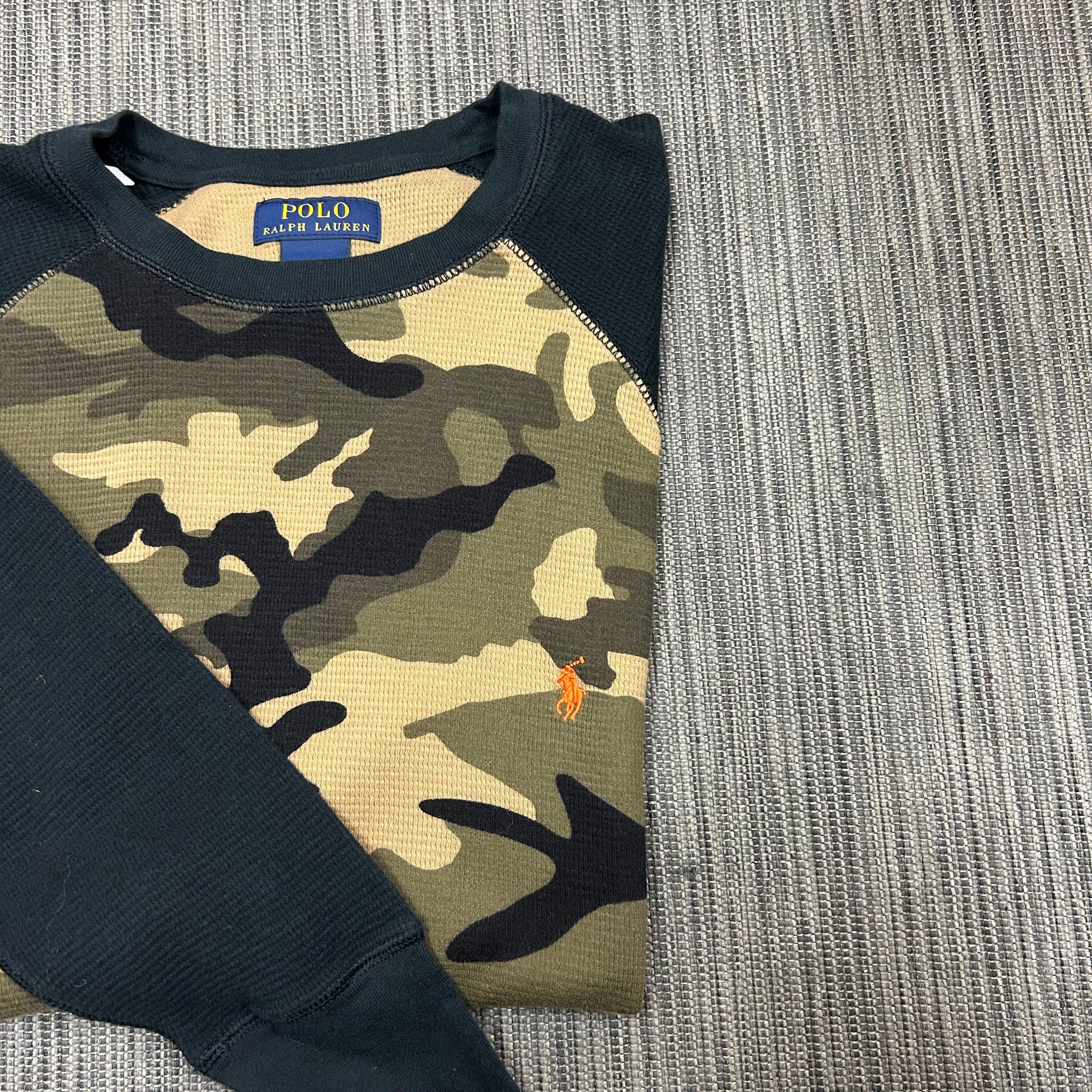 POLO RALPH LAUREN 刺繍ロゴ迷彩柄ラグランサーマルロンTee | 古着屋PENNY