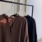 【受注予約:6月上旬入荷予定】スラブキーネックたぽ袖SH/モカ