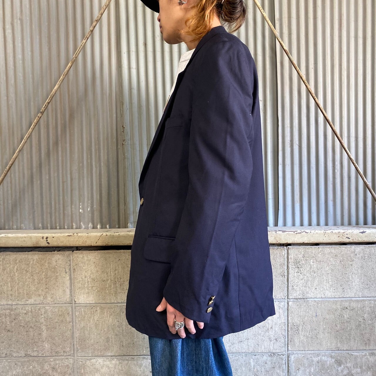 バーバリー ジャケット ウール 紺色 Mサイズ - テーラードジャケット
