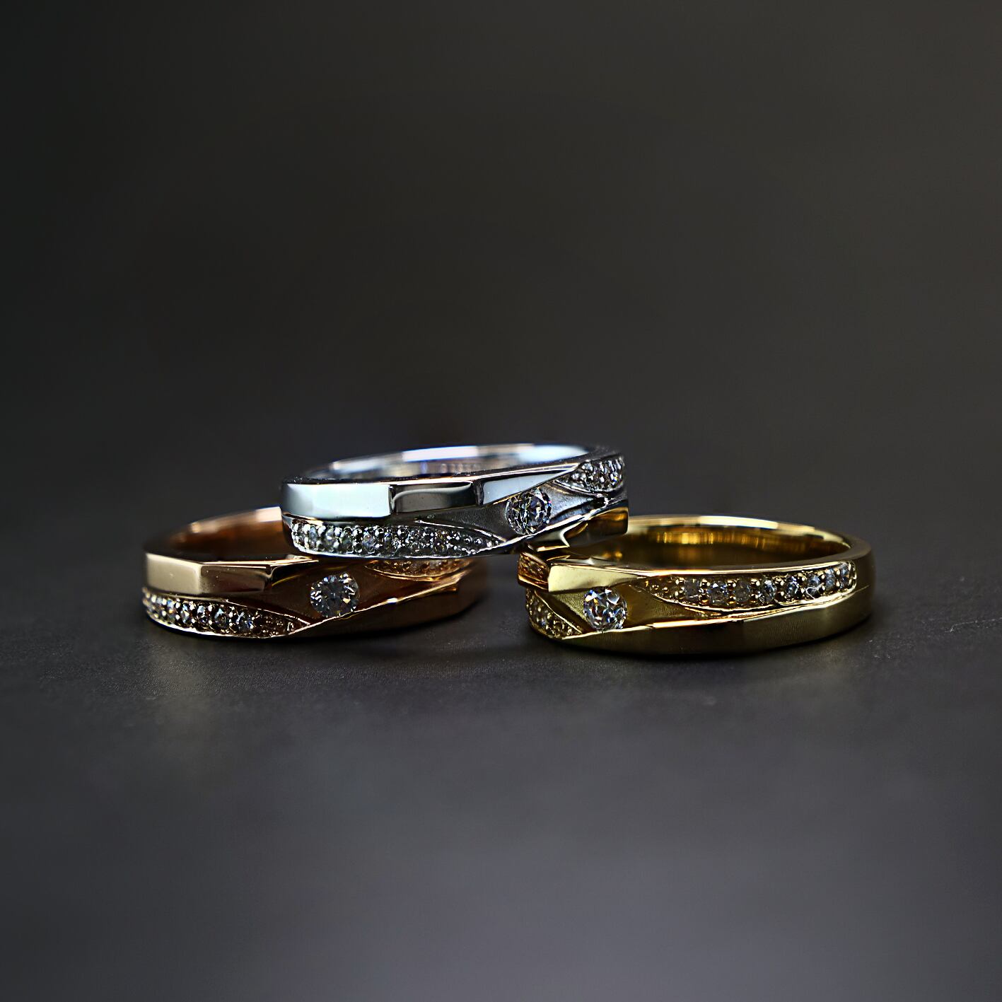 【K10ゴールド 結婚指輪 マリッジリング】K10 YG PG WG モアサナイト 結婚指輪  マリッジリング ペアリング　シリーズ016
