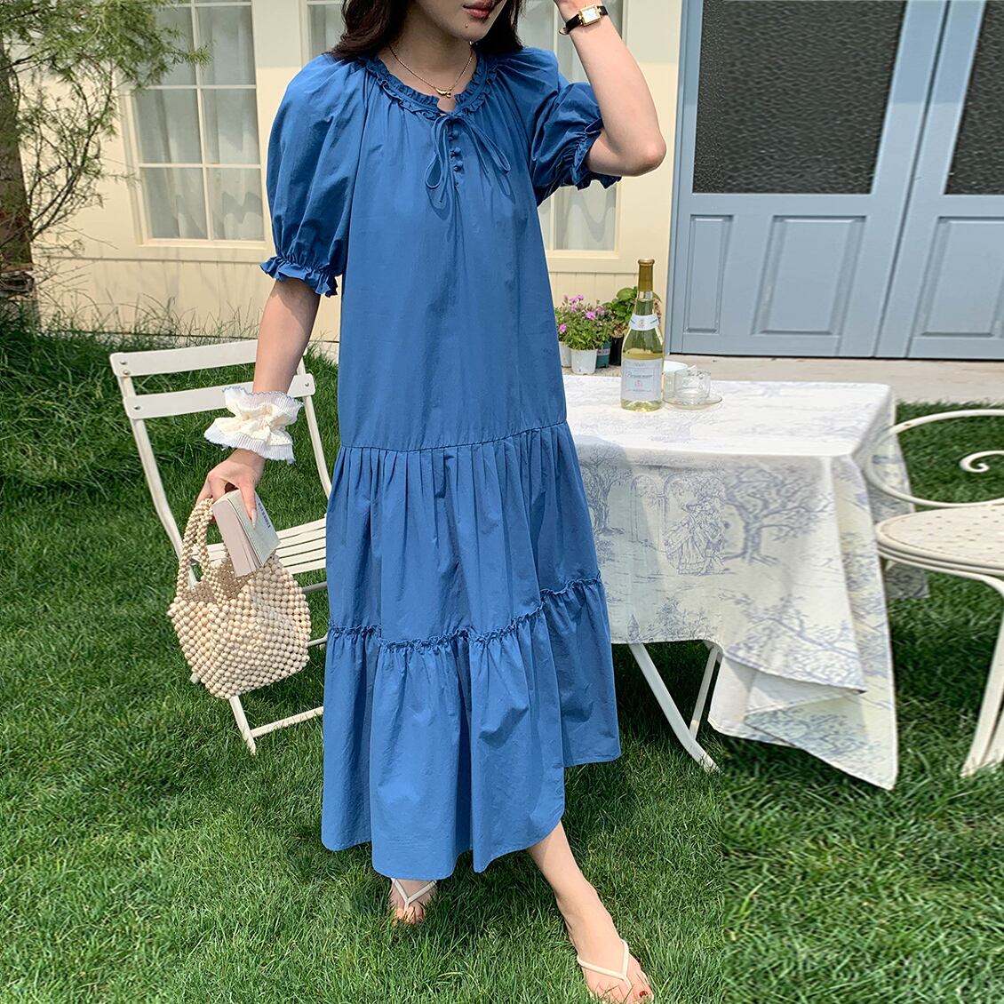 【dress】パフスリーブワンピース M33014