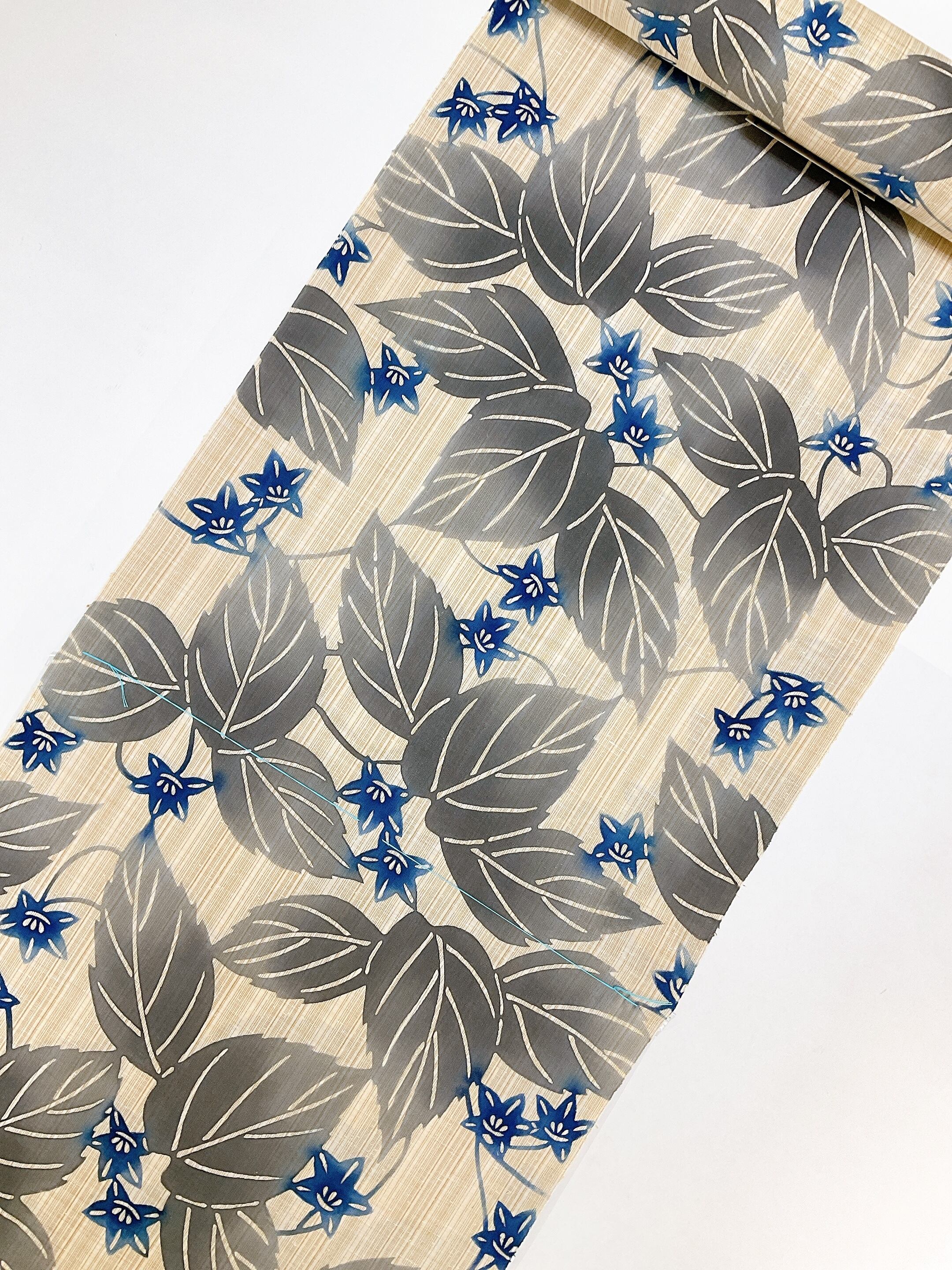 5L 浴衣 紺色 ブルー系 絞り模様 牡丹 半幅帯 長尺帯 赤系 浴衣 紺色