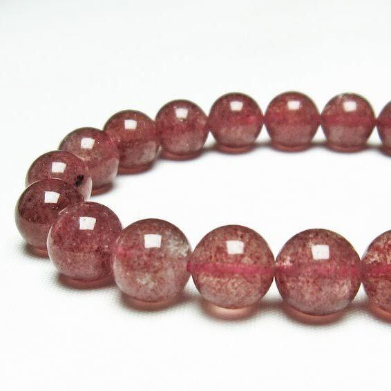 ストロベリークォーツ ブレスレット 苺水晶 10mm 一点物 メール便可 [M便 1/10] 111-22218