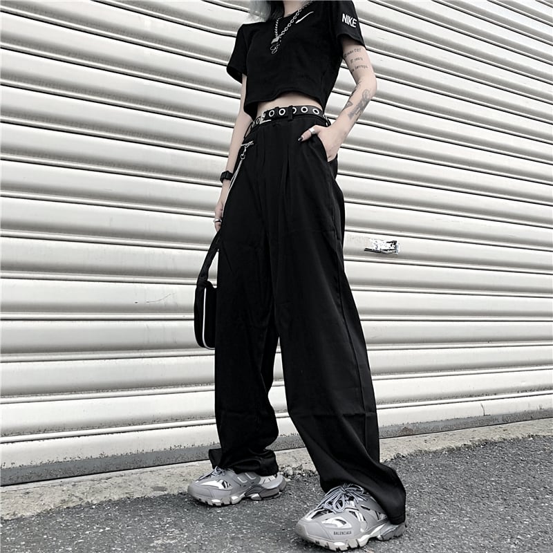 ワイドレッグパンツ レディース夏服韓国ファッショントレンド