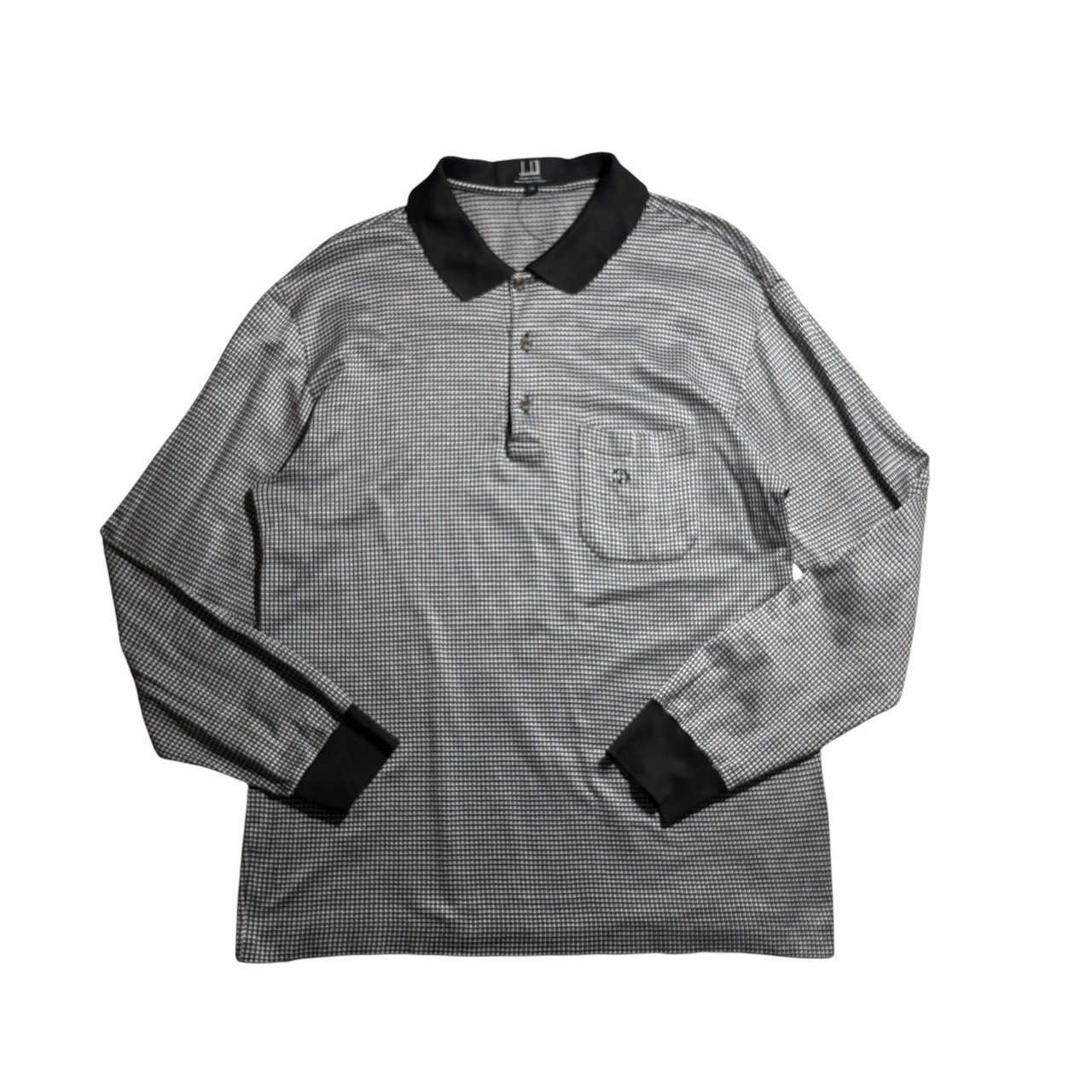 DUNHILL jacquard cotton long sleeves polo shirt