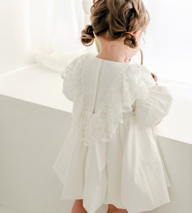 エンジェルバルーン5分袖ワンピース〈White〉