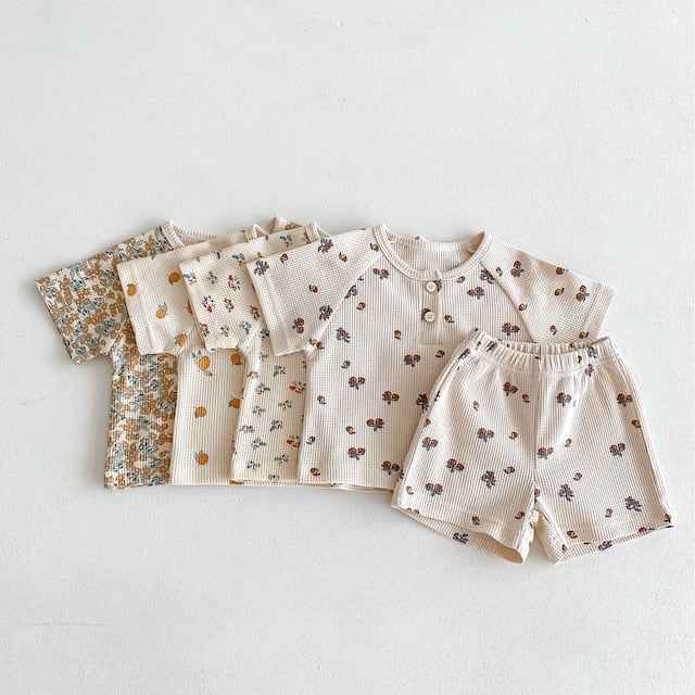 【BABY】夏新作 フルーツワッフルセットアップ