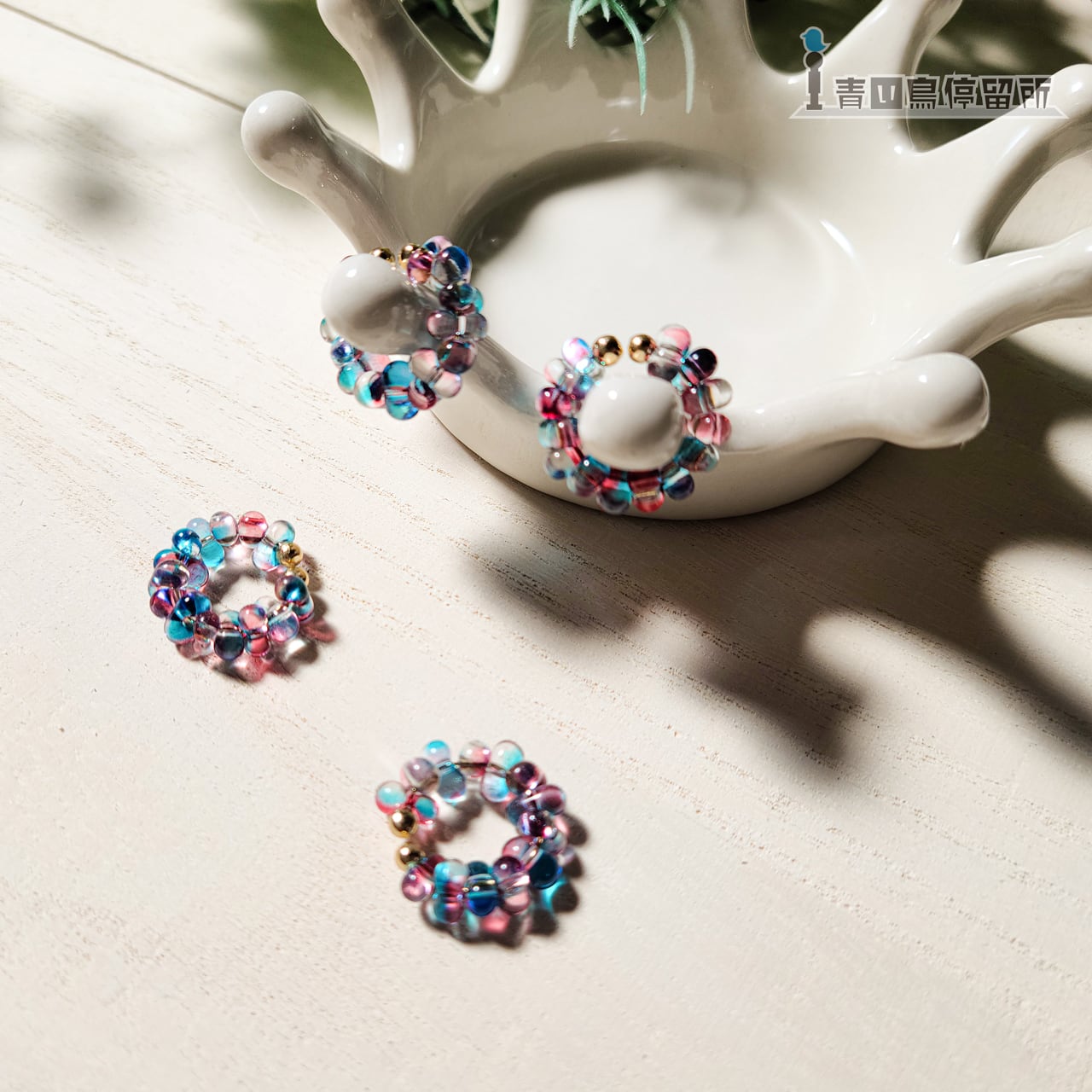 つぶつぶイヤーカフ ＊ピンク×ブルー＊ | 青い鳥停留所