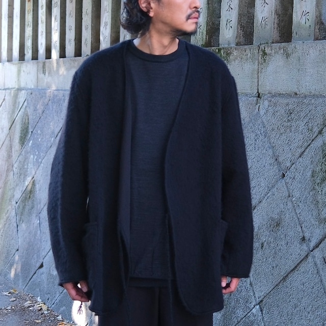 COMOLI(コモリ) /シャギーノーカラージャケット -BLACK-(E03-01056)