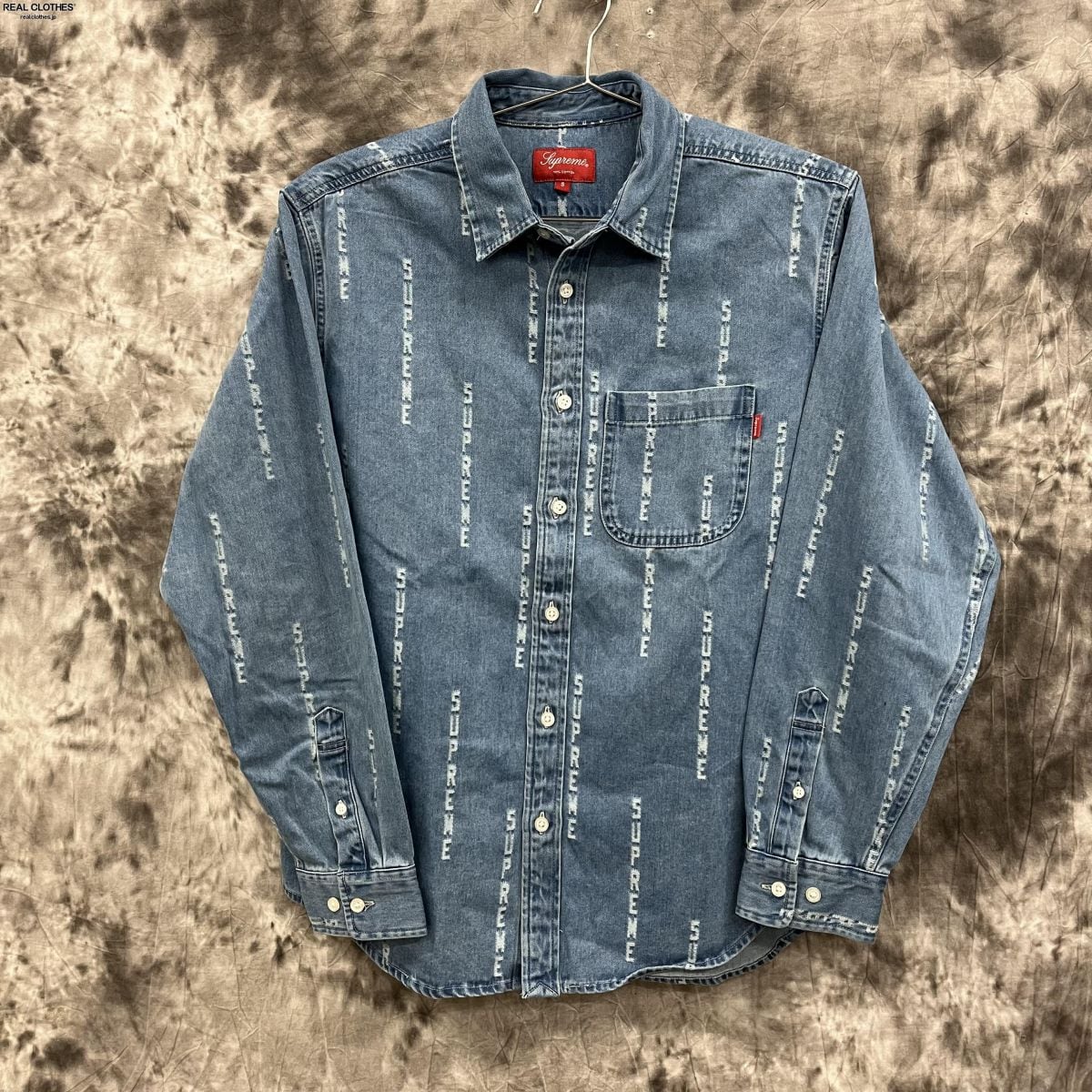 シュプリーム 20AW Logo Stripe Jacquard Denim Shirt ロゴストライプデニム長袖シャツ メンズ S