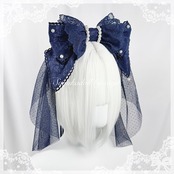 ♡【全7色】MAID ヴェール付き パールリボンカチューシャ black ♡