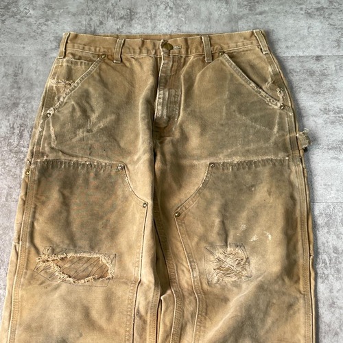 20s USA製 ブラウン ダブルニー Carhartt カーハートパンツ 詳細写真4