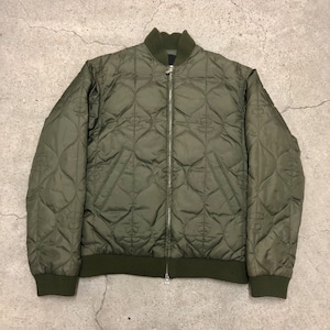 A BATHING APE/Quilting Down Jacket/XS/キルティングダウンジャケット/APE柄/カーキ/ブルゾン/BAPE/アベイシングエイプ