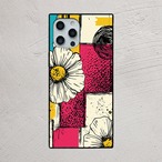 受注生産 iPhoneケース 白い花とピンク紙片のポップコラージュ｜花モチーフ ZINE013D