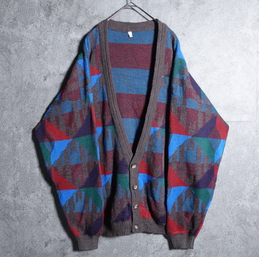 Euro Multicolor border pattern design cardigan