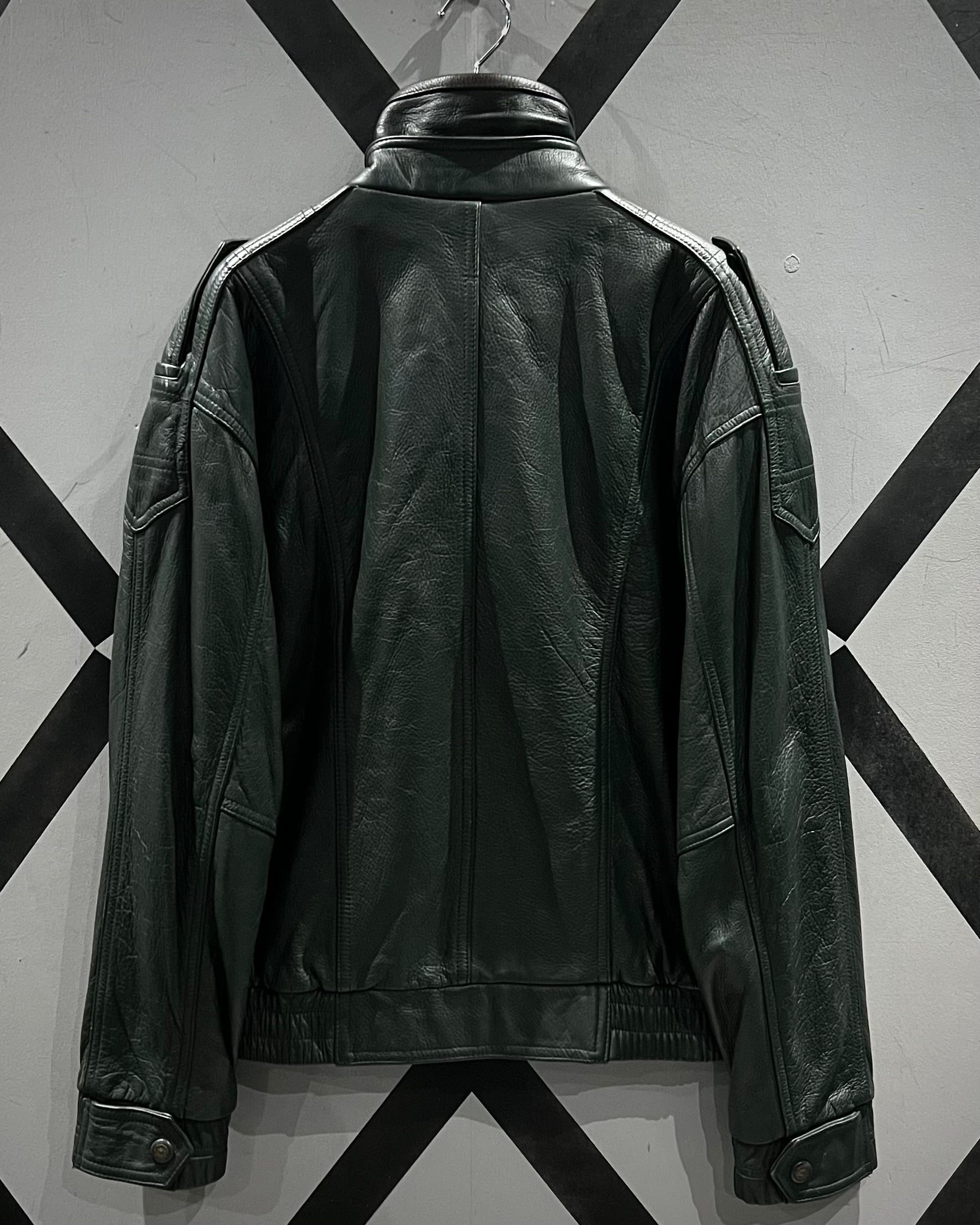X VINTAGE】“SAXONY” High Neck Design Vintage Leather Jacket | Caka
