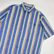 90s DOCKERS ドッカーズ Levi's マルチストライプ 半袖 シャツ L /ビンテージ/古着