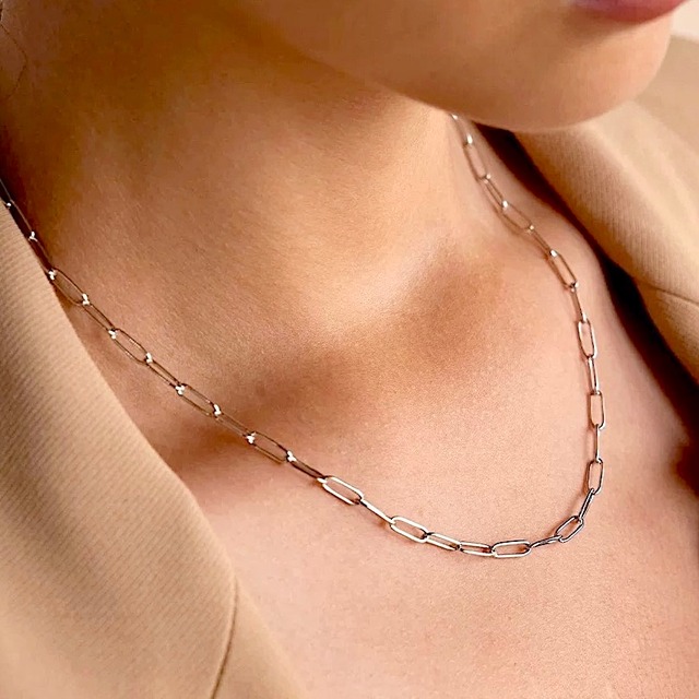 Rectangle-chain Simple Necklace,2colors / 金属アレルギー対応