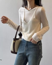 Fake layered Knit T20178