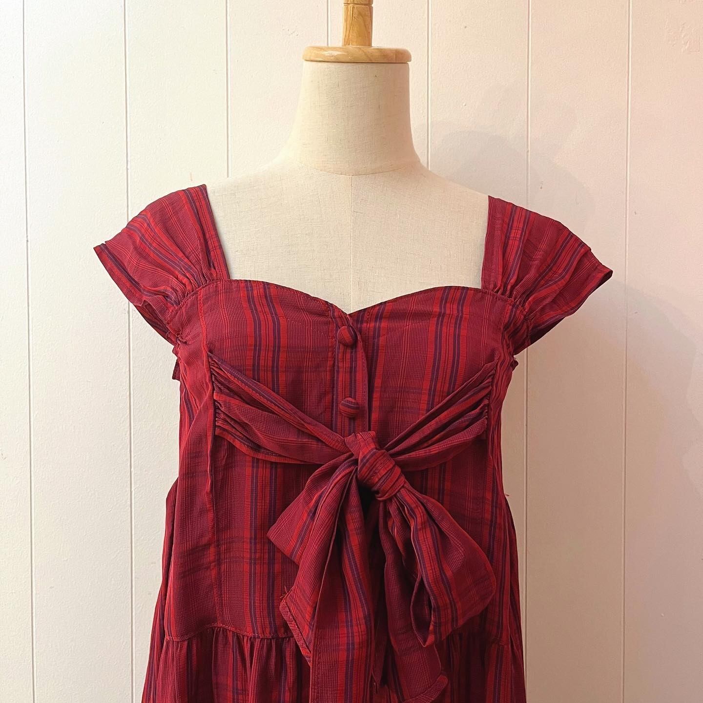 red check big ribbon jumper skirt