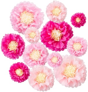 【在庫のみ】LIHAO 飾り付け 桜 卒業 春 飾り 装飾 花紙 お花紙 ペーパーフラワー 12枚セット 誕生日 女の子 100日祝い バースデー 飾りつけ ペーパーポンポン 風船 バルーン 結婚式 記念日 お祭り パーティー 飾り パーティーグッズ イベント デコレーション インテリア