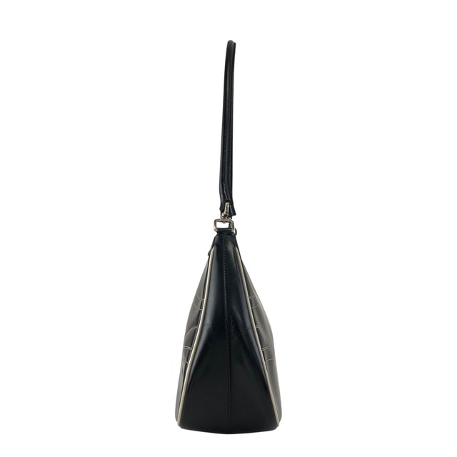 PRADA プラダ ショルダーバッグ ブラック ステッチ レザー ホーボーバッグ vintage ヴィンテージ オールド tfesrt
