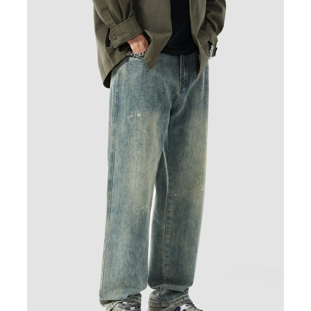 ペイント加工 ストレートレッグ デニムパンツ 00188