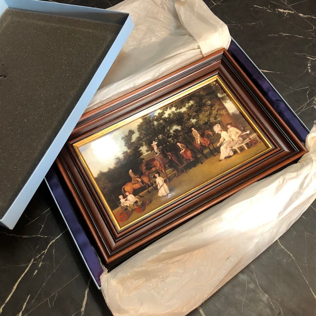 アンティーク アメリカン ミニアチュール 絵画 額装品 陶板画 美術品